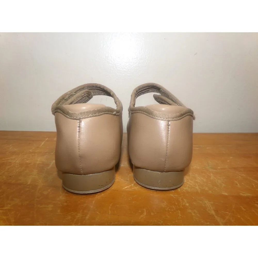 Pre-Owned Dance Tap Shoes Danshuz 534 Girl's 9M Tan Mary Jane Easy Strap
